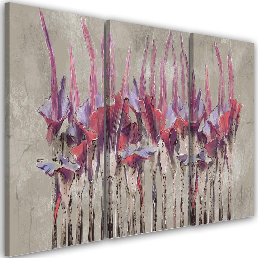 Lærred print 3 dele, planter blomster Simnitło