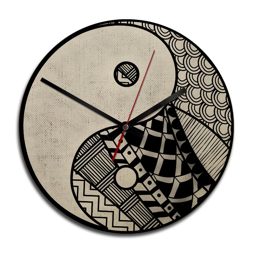 Horloge murale en bois - Yin yang