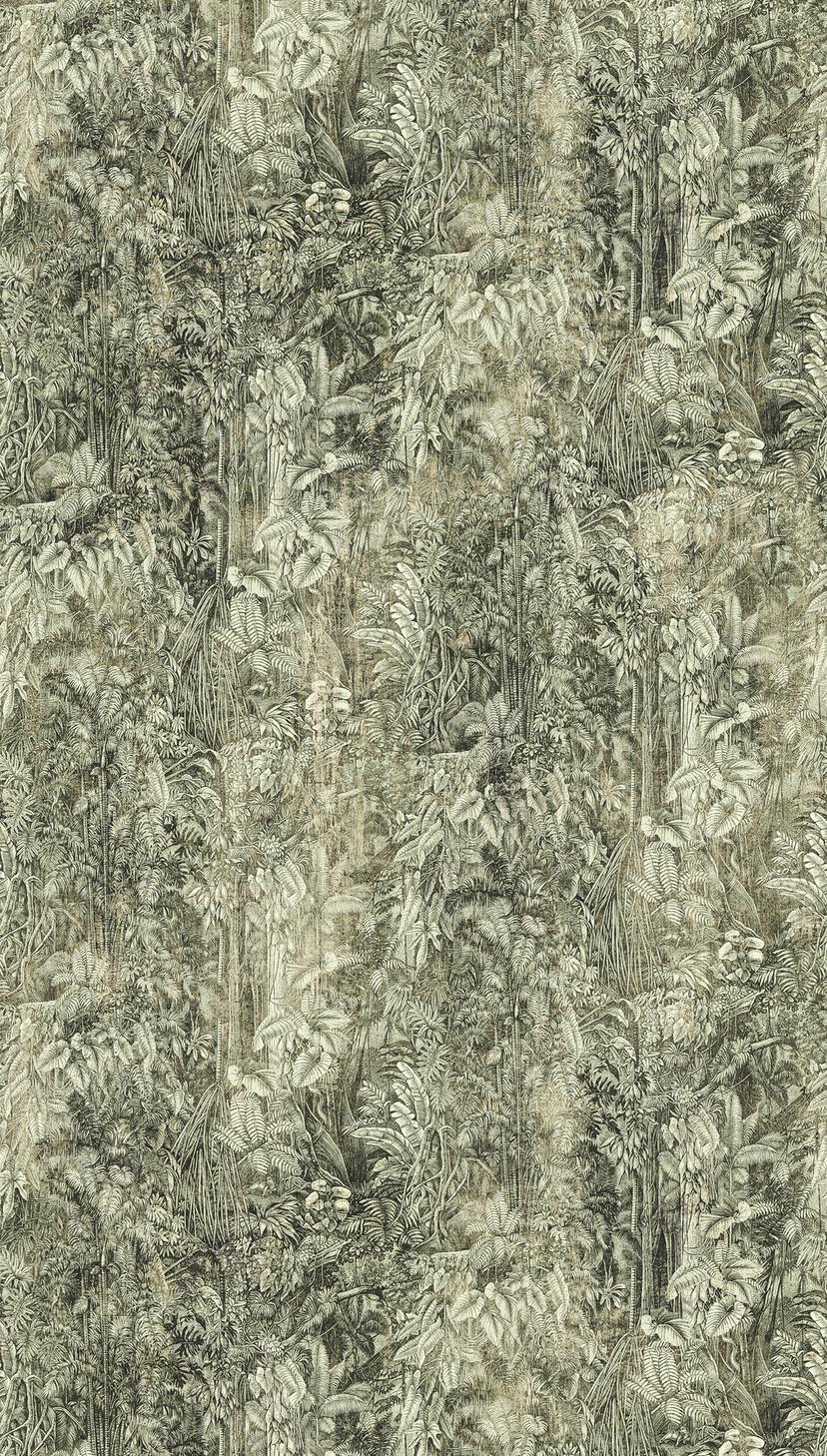 Fotomural verde gris - papel pintado no tejido retro vintage Livingwalls - mate y liso