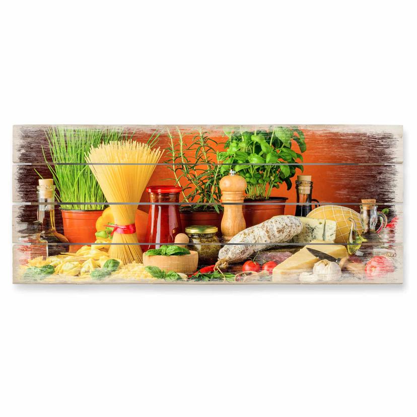 Houten Wanddecoratie Italiaans Koken - Panorama