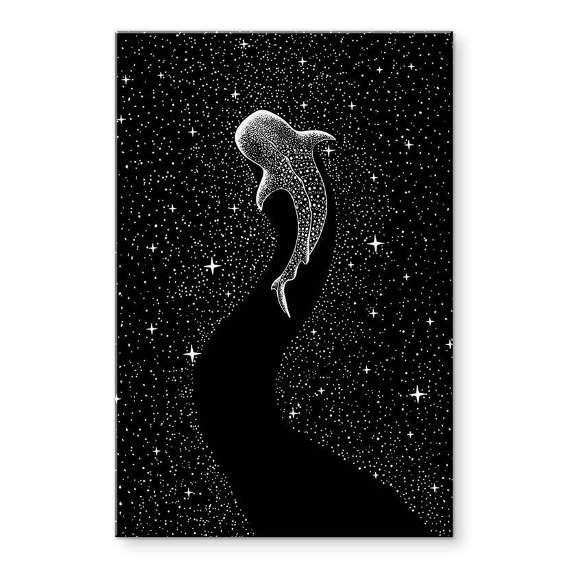 Tableau en verre acrylique requin-baleine dans l'océan des étoiles - Cakir