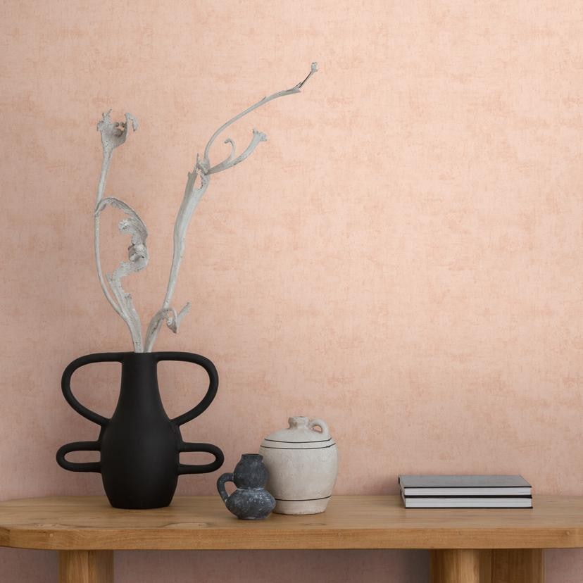Papier peint intissé moderne - motif à rayures fines en terracotta & greige