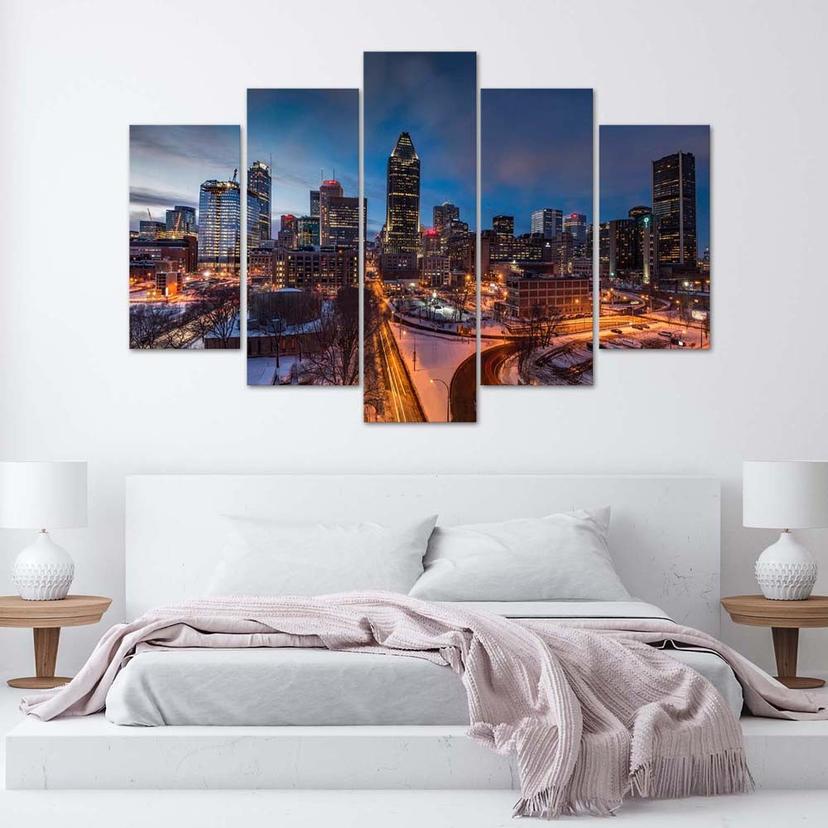 Stampa su tela 5 pezzi, New York Skyline City Usa
