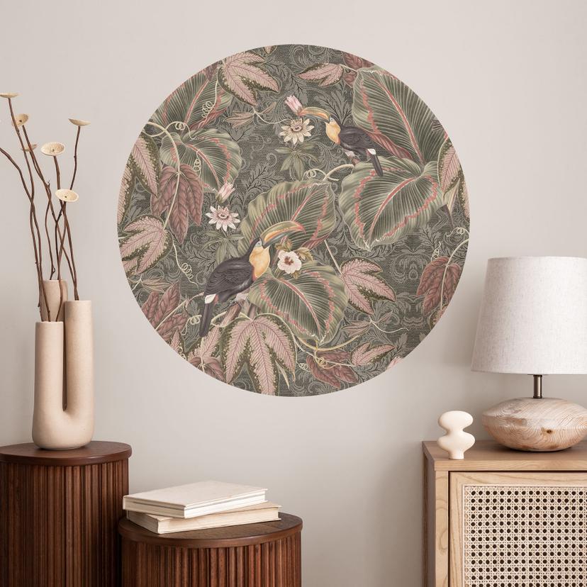 Vinilo decorativo Tucán en la selva tropical - Bloomery Decor - Redondo