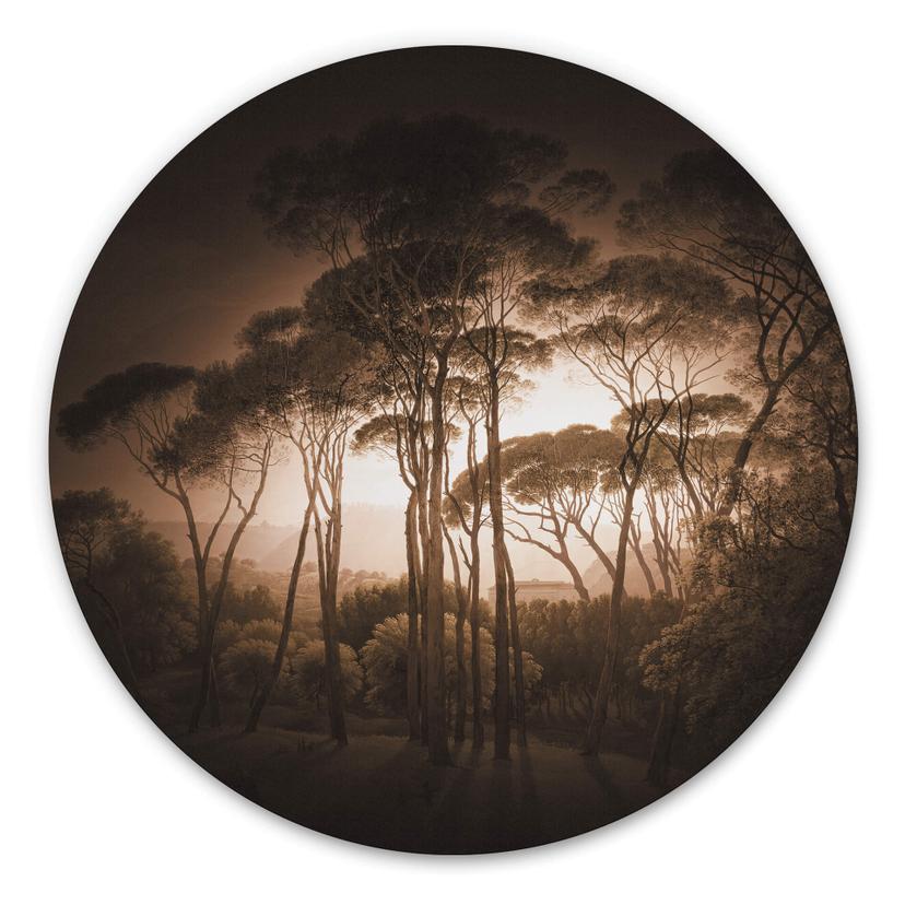Wandcirkel Parasoldennen in Italiaans Landschap - Sepia