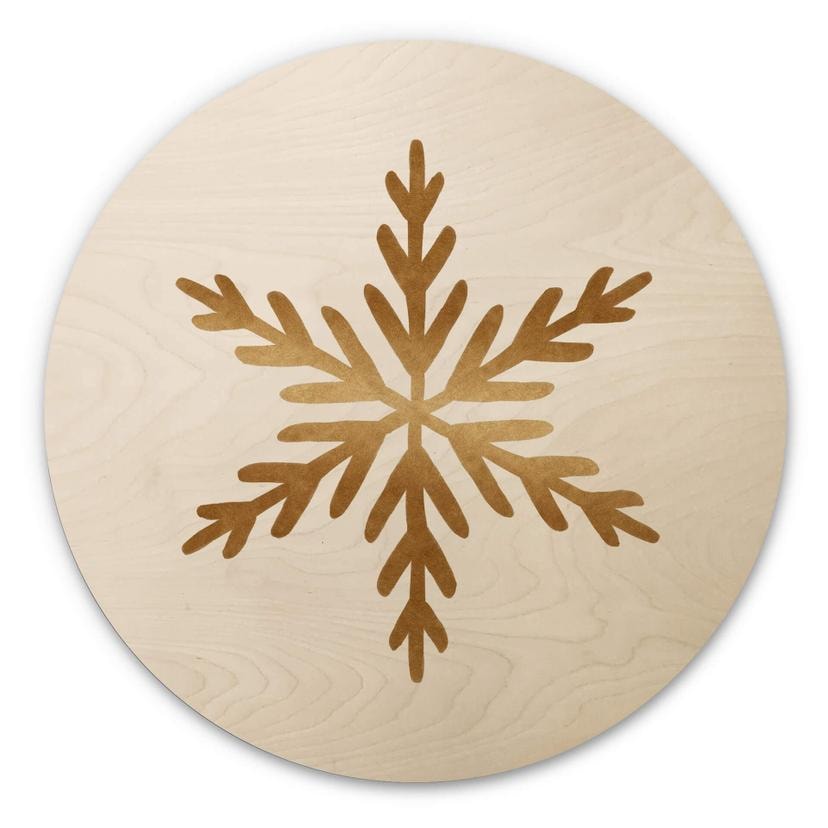 Væg cirkel træ Orara Studio - Golden Snowflakes