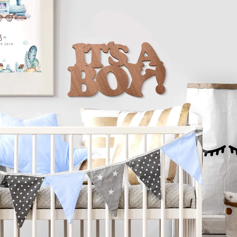 Décoration murale en bois - Placage acajou - It's a Boy