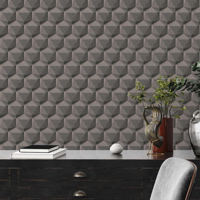 3D-tapet til stuen grå antracit - moderne design non-woven tapet