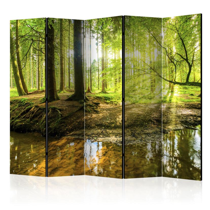 Schermo divisorio - Lago nella foresta, 3 pezzi