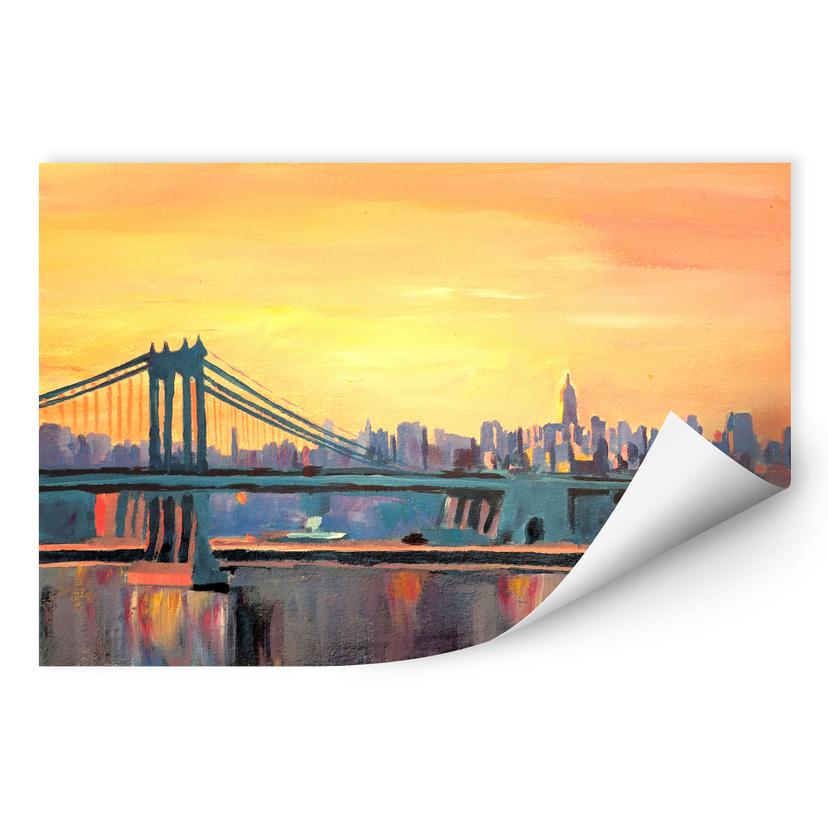 Zelfklevende Poster  Bleichner - Blue Manhattan Skyline