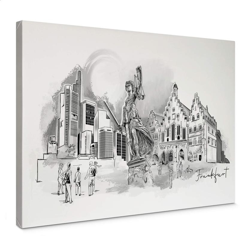 Lienzo Frankfurt - Blanco y negro - Love your City