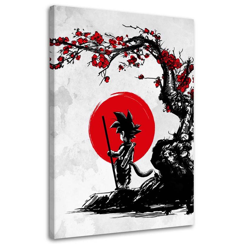 Tableau sur toile, Goku et la lune rouge