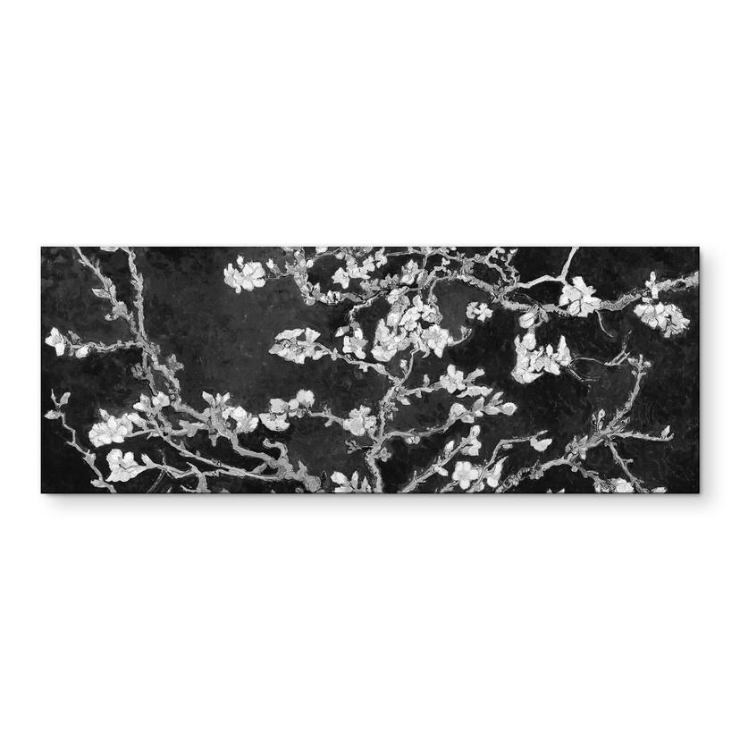 Wandbild van Gogh - Mandelblüte - schwarz - Panorama - Alu-Dibond