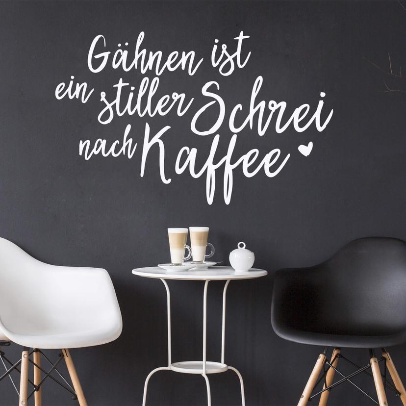 Wandtattoo Gähnen ist ein stiller Schrei nach Kaffee 02