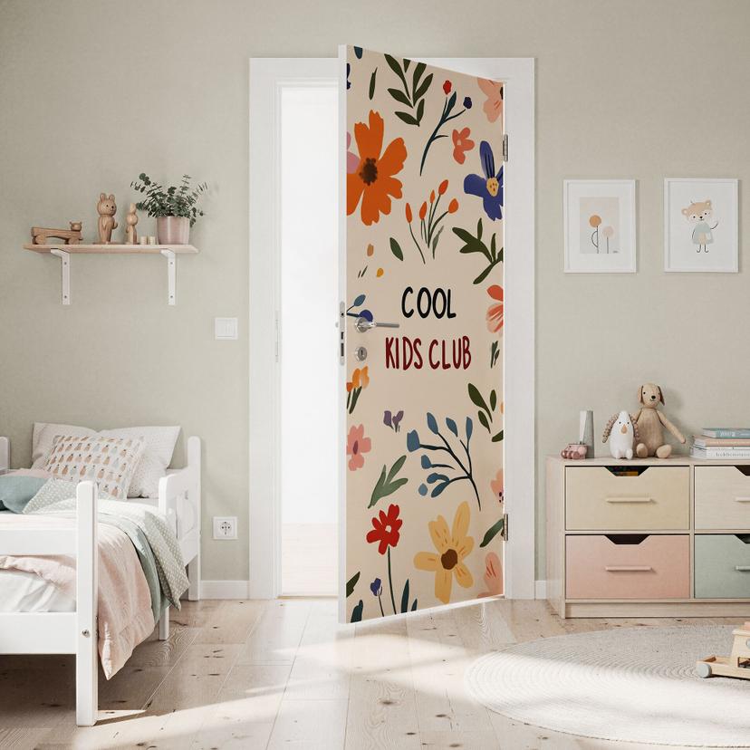 Lámina para puerta de habitación infantil - Cool Kids Club Flores de colores - Treechild