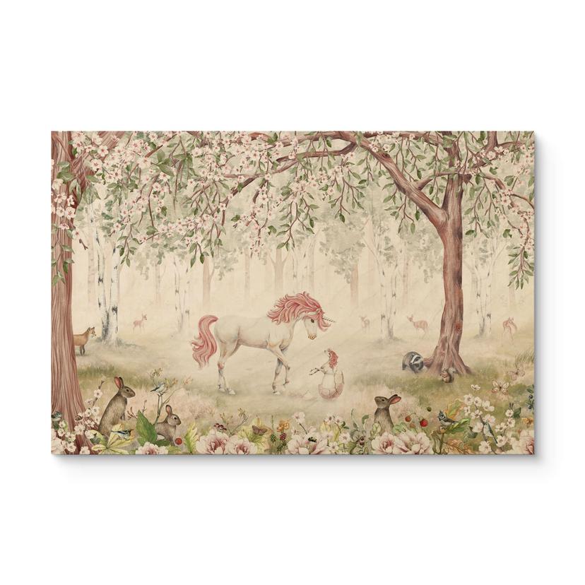Tableau sur bois Forêt de conte de fées avec licornes - Kikki Belle