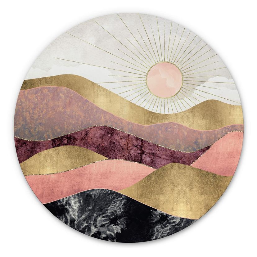 Tableau sur alu-Dibond rond SpaceFrog Designs - soleil rose