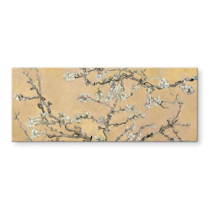 Glasschilderij van Gogh Amandelbloesem crème - panorama