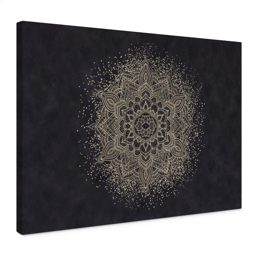 Canvasbillede Elegant mandala i sort og guld - Bloomery Decor