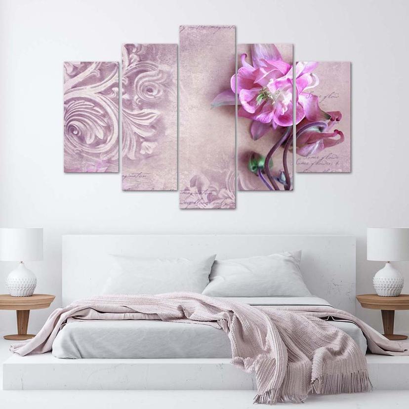 Stampa su tela 5 pezzi Astrazione di fiori rosa