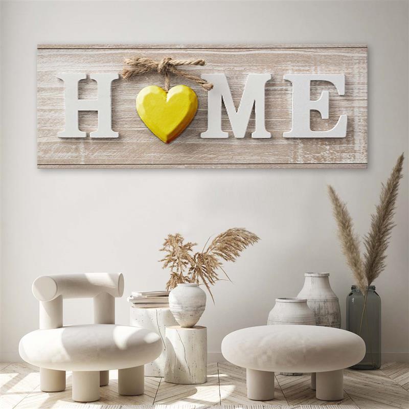 Stampe su tela, iscrizione Casa Cuore Legno