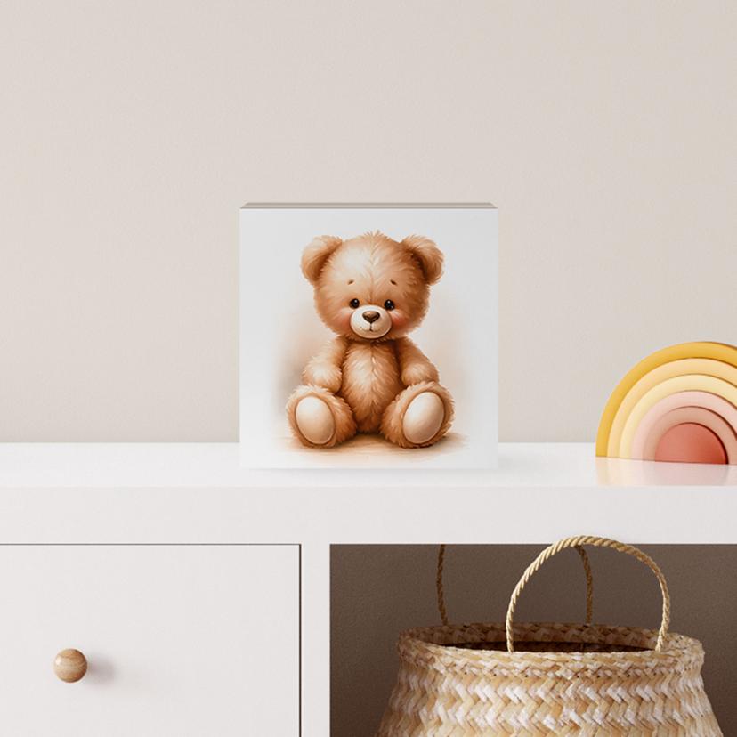 Holzbild zum Hinstellen - Kleiner Teddybär - Magnusson - 15x15 cm
