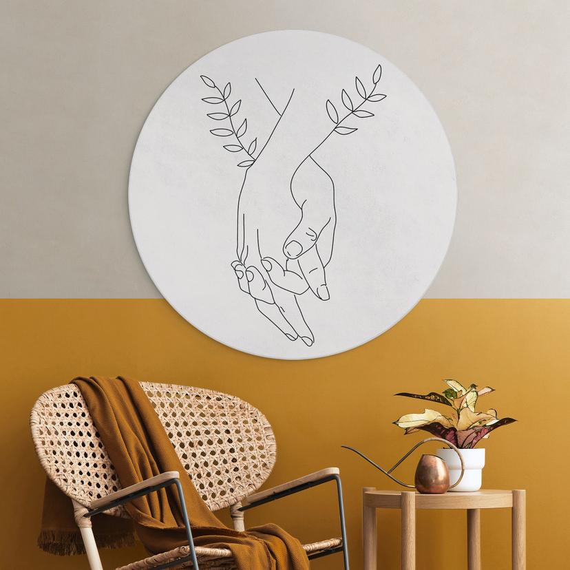 Dibond Wanddecoratie Line Art - Geliefden die elkaars hand vasthouden - Lizde