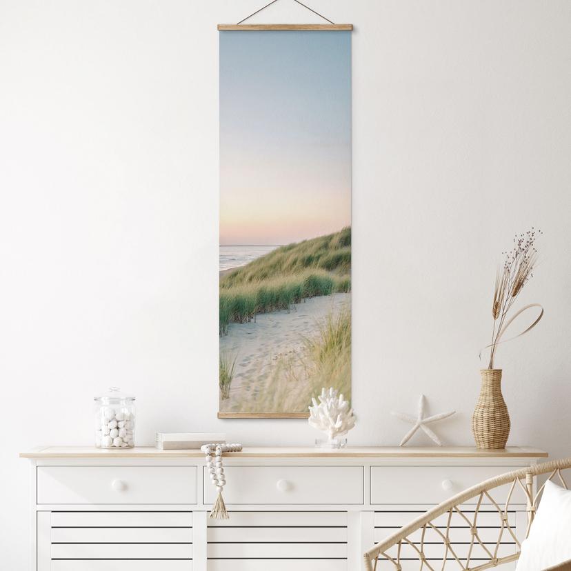 Poster tessile Dune sulla costa olandese - Zwart