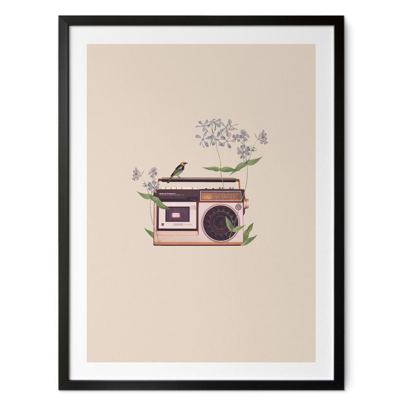 Póster Retro Radio floral - Frida Floral Studio