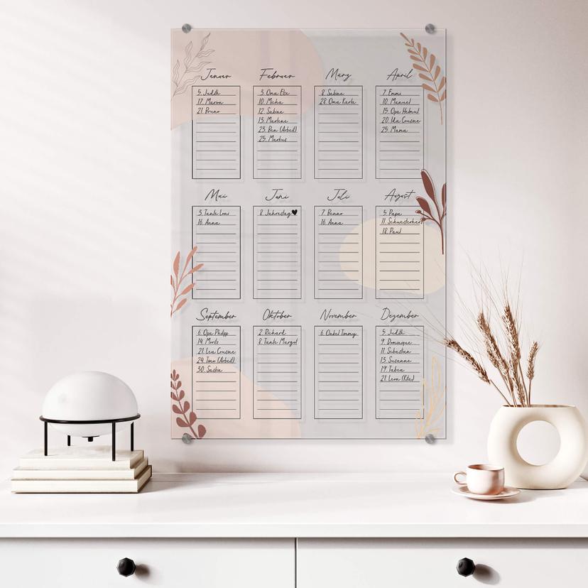 Acrylboard Memoboard Geburtstage Jahrestage - transparent