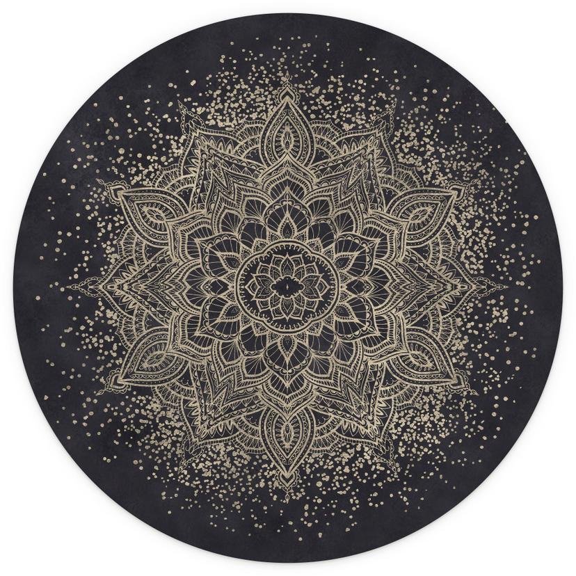 Elegante carta da parati mandala in nero e oro - Bloomery Decor - Round - carta da parati in tessuto
