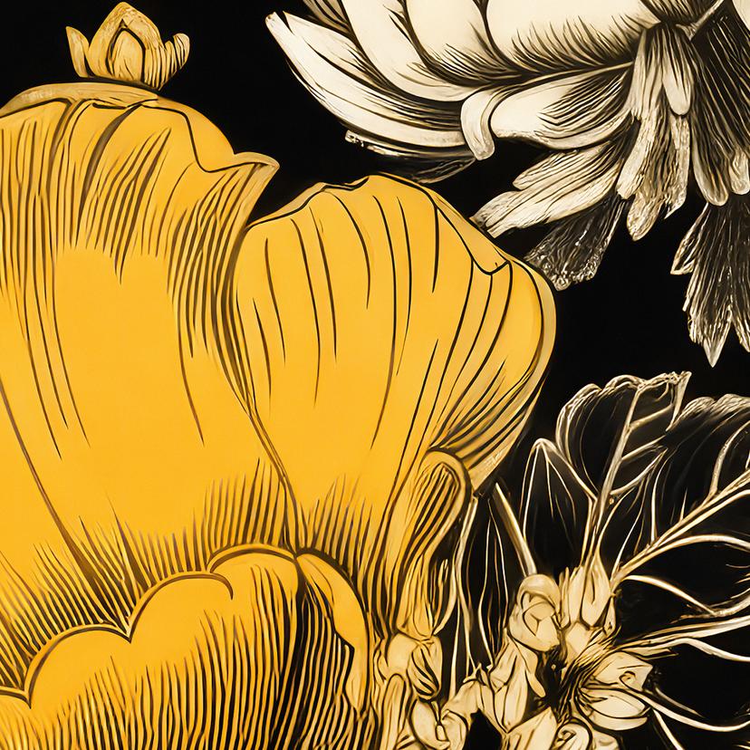 Blomsterprakt i ockra - Blommig Fototapet - Jaszke