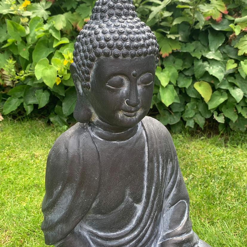 Tuindecoratie Nepalese Boeddha Kunststof Zwart