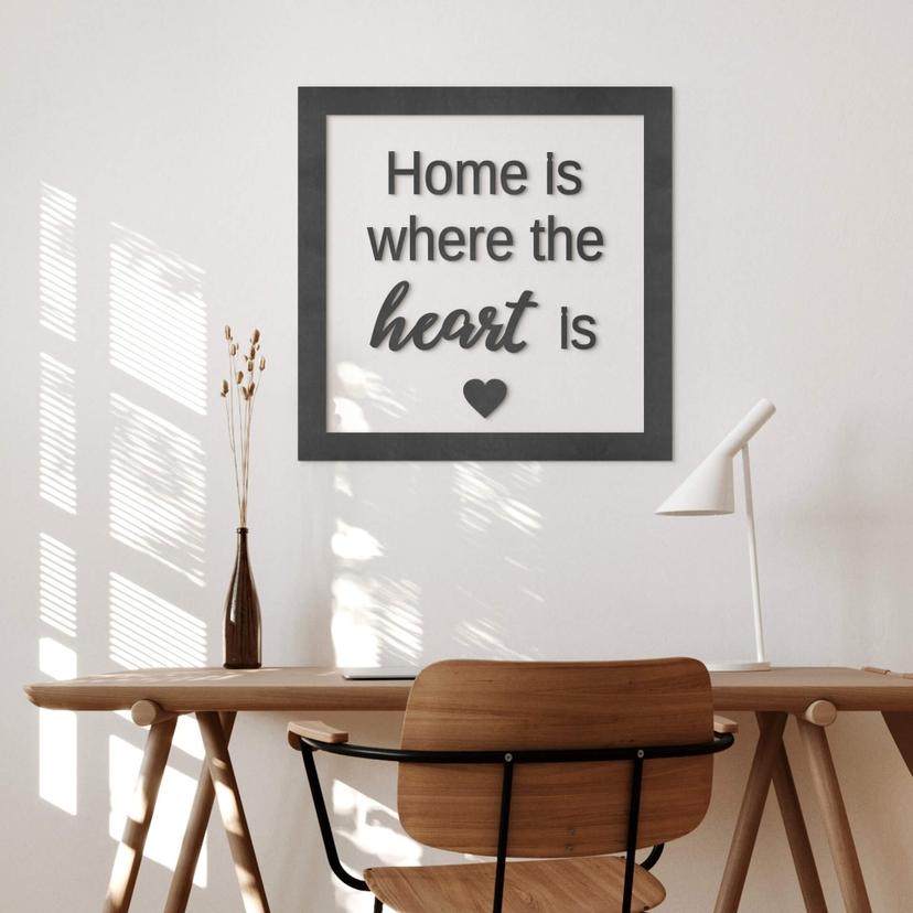 Letra MDF con marco - Home is where the heart is