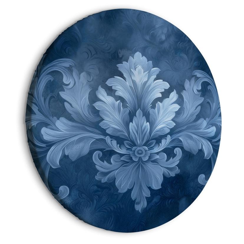 Rundes Leinwandbild Ornament in Blau