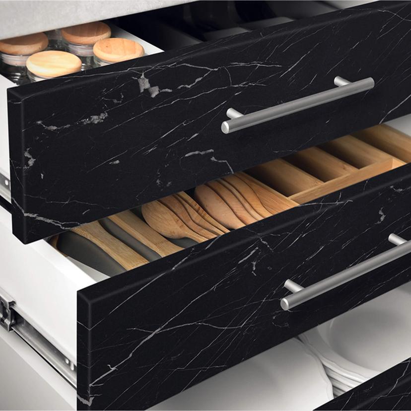 kleeffolie marmerlook, zwart-wit - Kleeffolie voor mobili, Keukenachterwand, badkamerfolie, Tegelsti