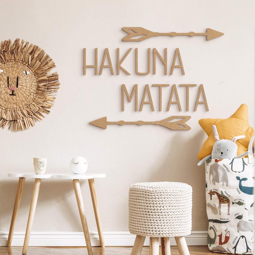 Décoration en bois MDF Hakuna Matata avec des flèches