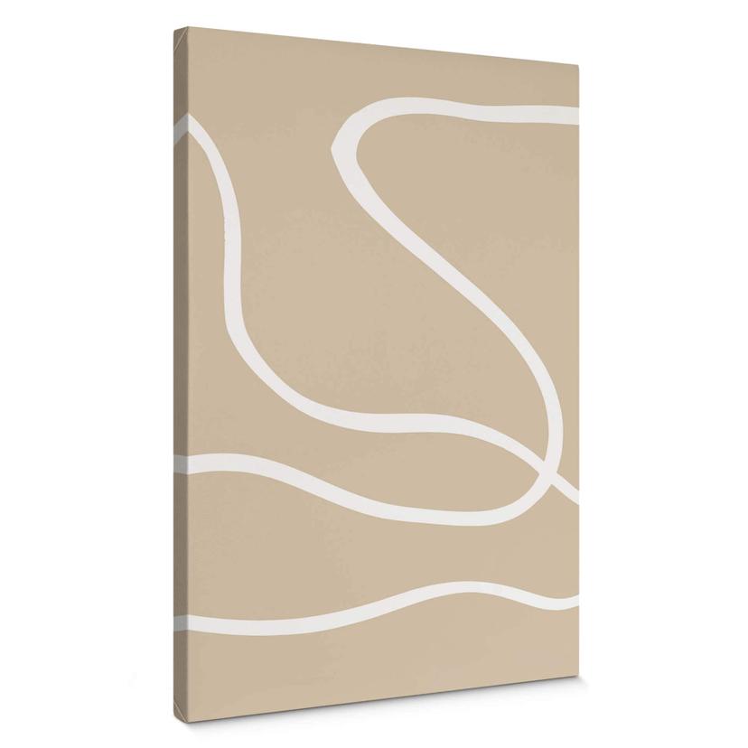Lienzo 1X Estudio - Pinceladas blancas sobre beige