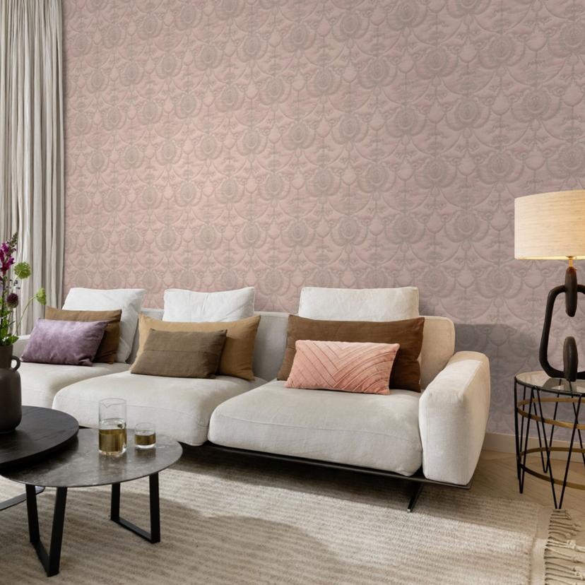 Papier peint intissé Rasch, papier peint à motifs Trianon XIII rose, taupe