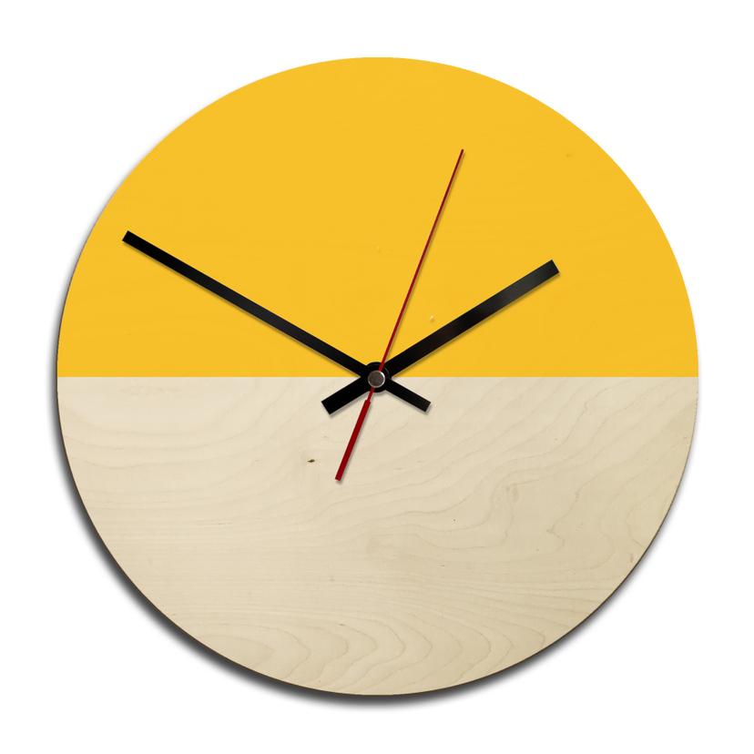 Horloge murale en bois - Hedda Jaune