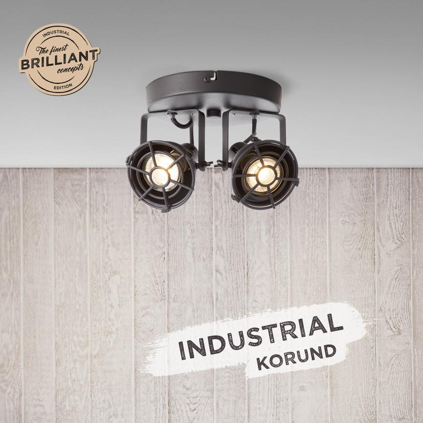Spotrondell Josefine, Schwarz, ⌀20 cm, Metall Deckenspots, dimmbar