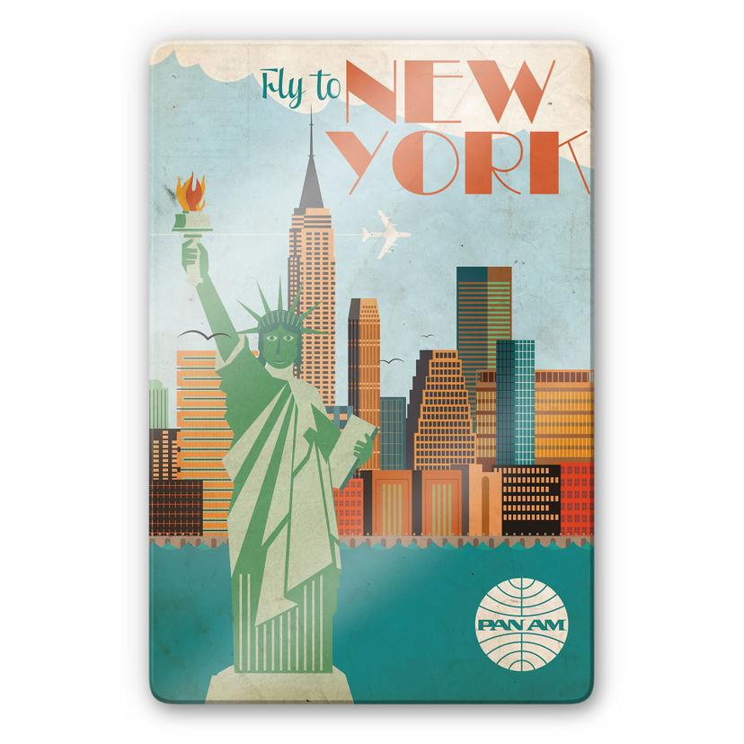 Glasschilderij PAN AM - Fly to New York