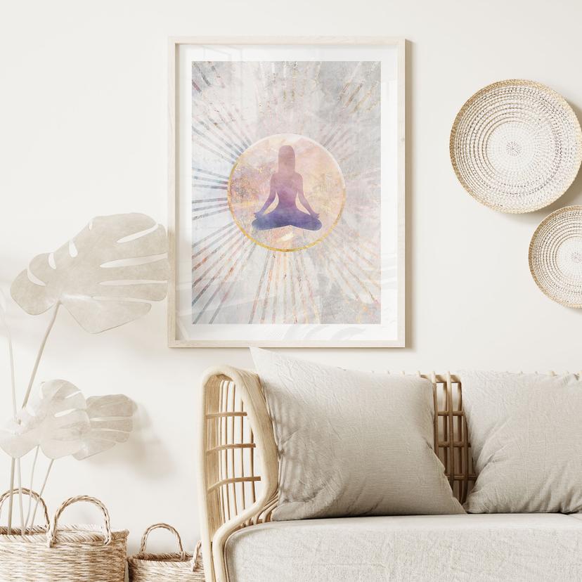 Poster sulla posizione del loto - Meditazione nella luce dorata - Manovski