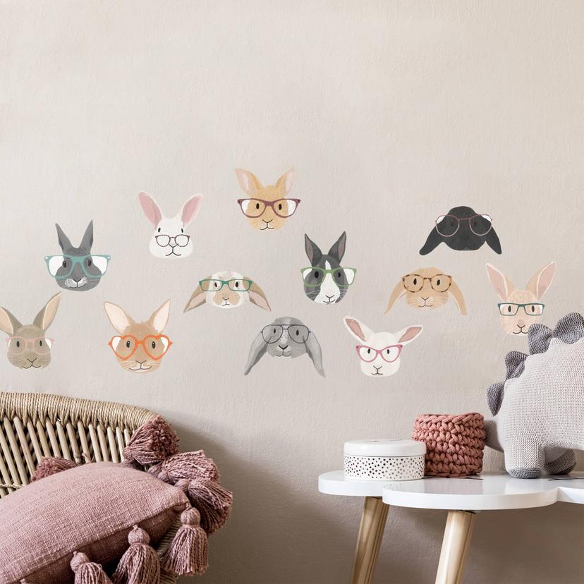 Wallsticker Kaniner med briller - Melin (12 stk.)