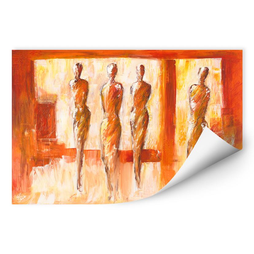 Zelfklevende Poster - Schüßler - Vier Figuren in Oranje
