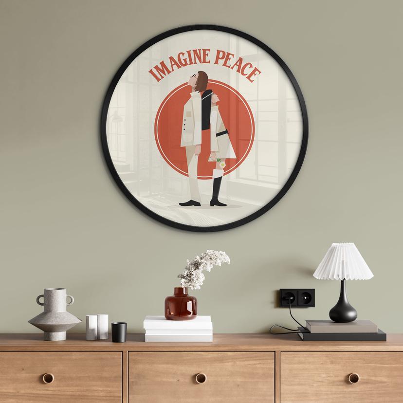 Poster Immagina la pace - Due per la pace e la speranza - Retrodrome - Rotondo