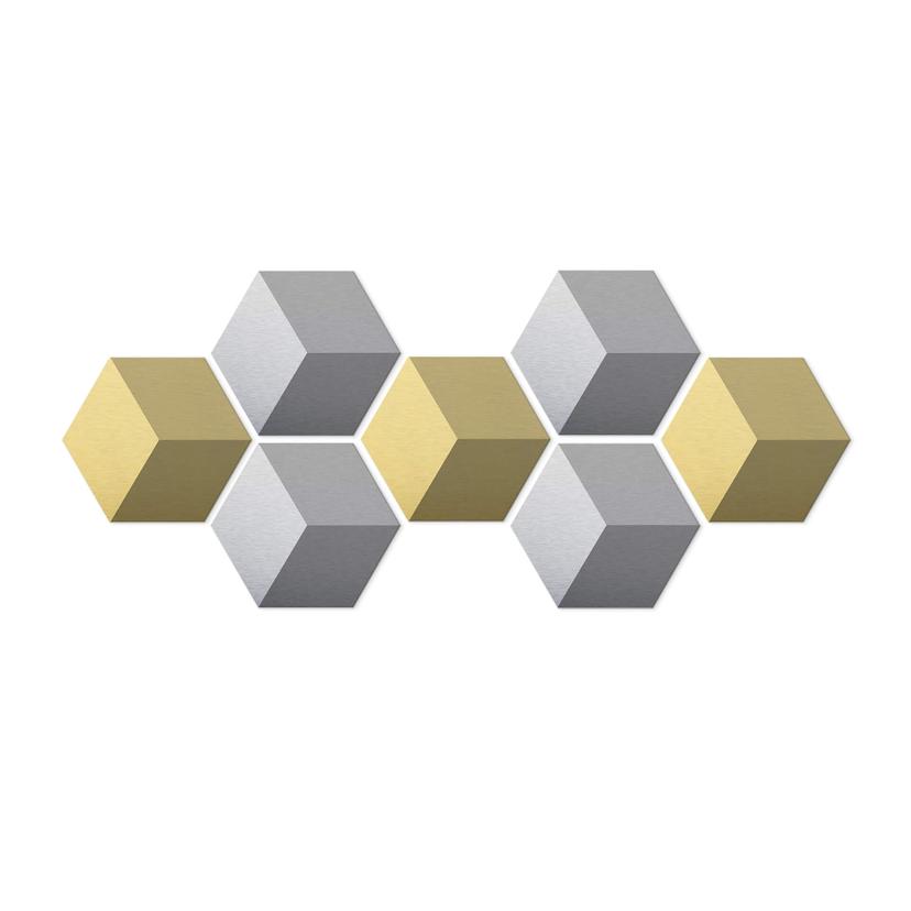 Esagoni 3D Alu-Dibond argento oro (Set n.7)