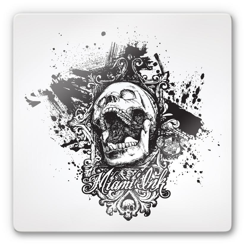 Tableau en verre - Miami Ink - Tête de mort criant