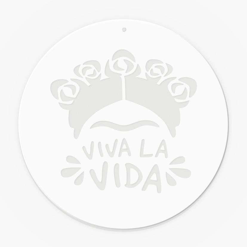 Stampa su acrilico, quadro per finestra da appendere Frida - Viva la Vida - Rotondo