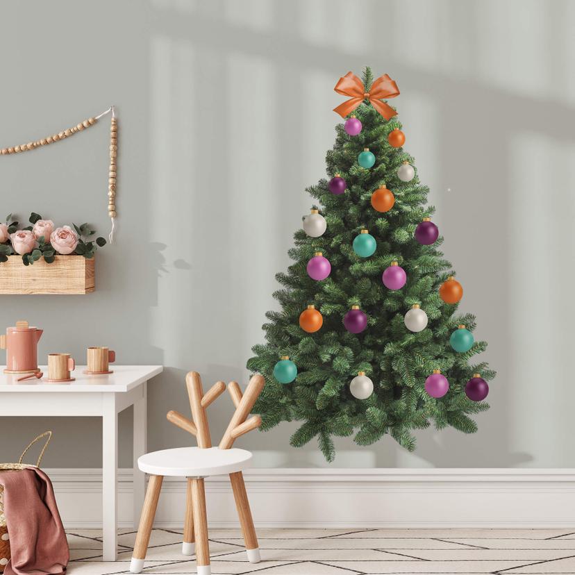 Adesivo murale Albero di Natale da decorare da soli - colorato